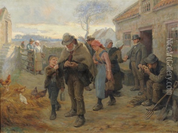 The Labourer Is Worthy Of His Hire Oil Painting - Ralph Hedley
