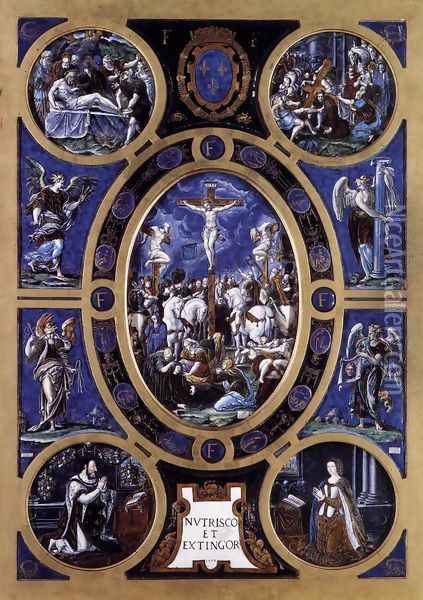 Crucifixion 1553 Oil Painting - Leonard Limosin