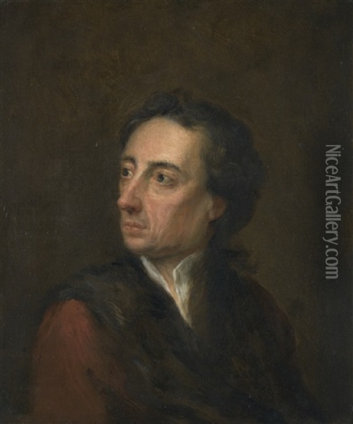 Portrait Of Alexander Pope Oil Painting - Jonathan Richardson