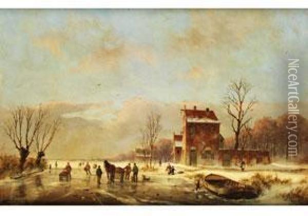Niederlandische Winterlandschaft Oil Painting - Jacobus Freudenberg