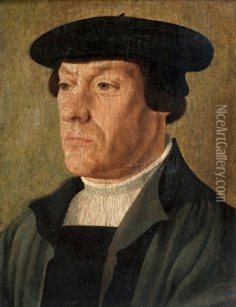 Portrait D'homme Au Beret Oil Painting - Jan Van Scorel