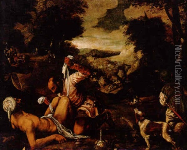 El Buen Samaritano Oil Painting - Jacopo dal Ponte Bassano