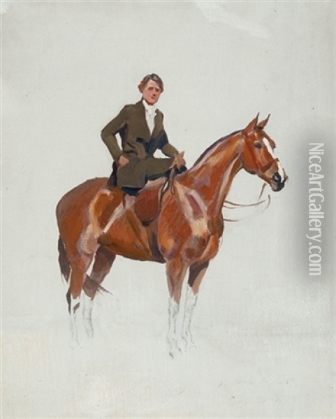 Horsewoman Oil Painting - Woiciech (Aldabert) Ritter von Kossak