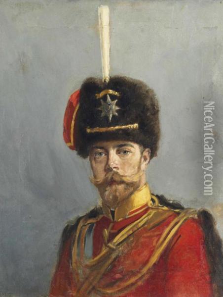 Study For A Portrait Of Emperor Nicholas Ii Oil Painting - Aleksander Vladimirovich Makovskii