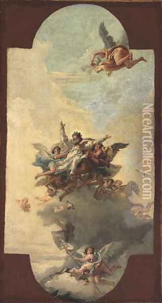 The Apotheosis of a Pope and Martyr, c.1780-85 Oil Painting - Giovanni Domenico Tiepolo