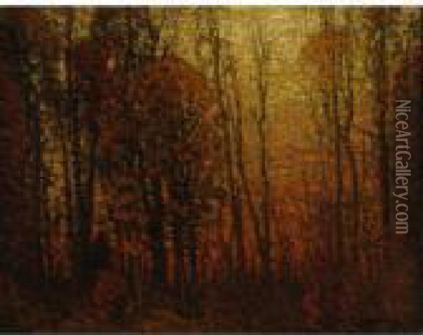 Twilight-autumnal Landscape Oil Painting - John Joseph Enneking