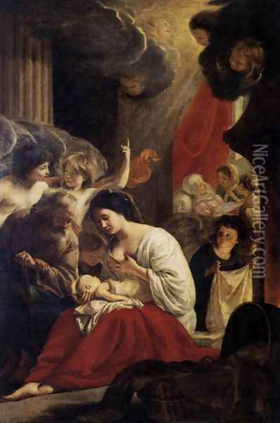 Birth of the Virgin c. 1645 Oil Painting - Le Nain Brothers