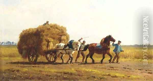 At the end of a harvest day Oil Painting - Willem Carel Nakken