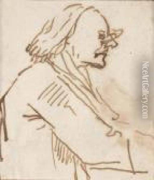 Caricature Of A Scholar, Bust-length, In Profile To The Right Oil Painting - Sebastiano Ricci