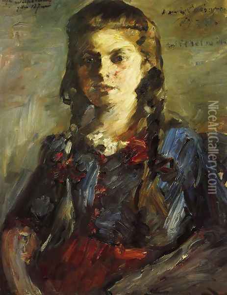 Portrait of Wilhelmine with Her Hair in Braids Oil Painting - Lovis (Franz Heinrich Louis) Corinth