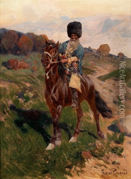 Bartiger Kosakenreiter Oil Painting - Franz Roubaud