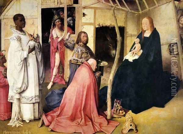Adoration of the Magi (detail) Oil Painting - Hieronymous Bosch