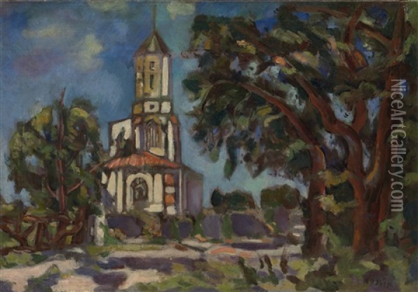 Church In Arcachon, France Oil Painting - Vladimir Davidovich Baranoff-Rossine