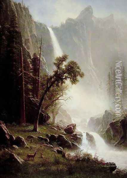 Bridal Veil Falls, Yosemite Oil Painting - Albert Bierstadt