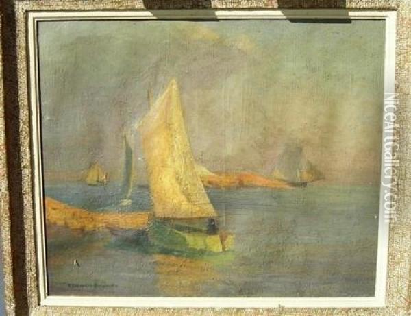 Marine Oil Painting - Henri Ch. Etienne Dujardin-Beaumetz