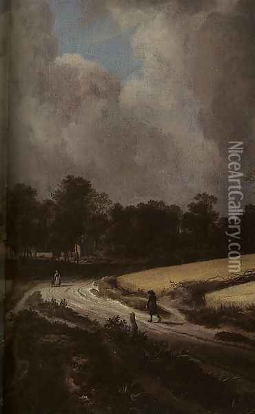 Wheat Fields (detail) Oil Painting - Jacob Van Ruisdael