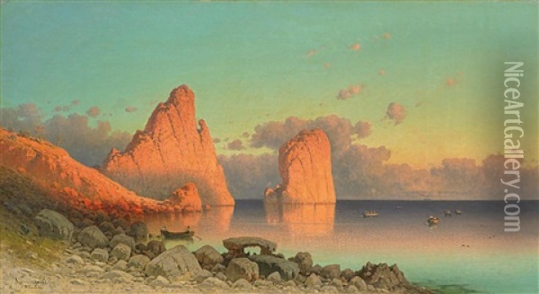 Die Faraglionifelsen Vor Capri Oil Painting - Alexander Swieszewski