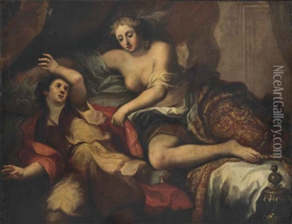 Joseph And Potiphar's Wife Oil Painting - Francesco del Cairo