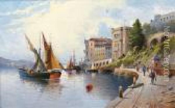An Italian Seaport Oil Painting - Karl Kaufmann