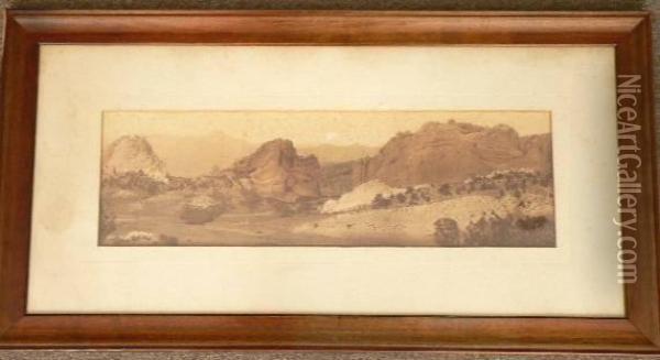 The Gateway And Pike's Peak Oil Painting - William Henry Jackson