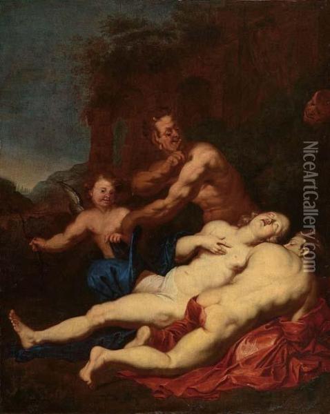 Venere Con Un Amante, Satiro E Cupido Oil Painting - Sir Anthony Van Dyck