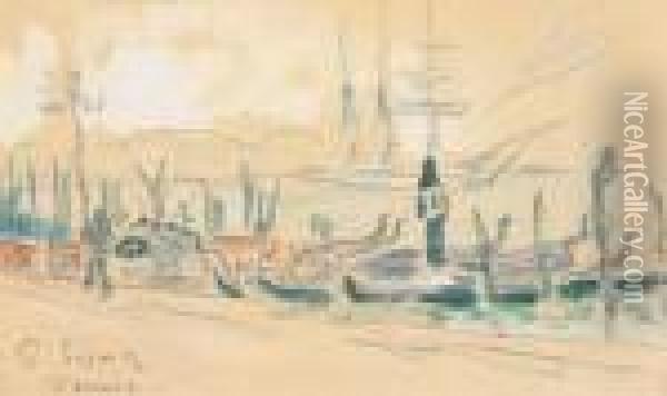 Venise. Les Gondoles Oil Painting - Paul Signac
