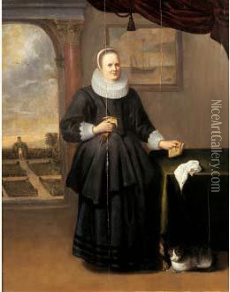 Portrait De Jeune Femme Dans Un Interieur Oil Painting - Dirck Verhaert