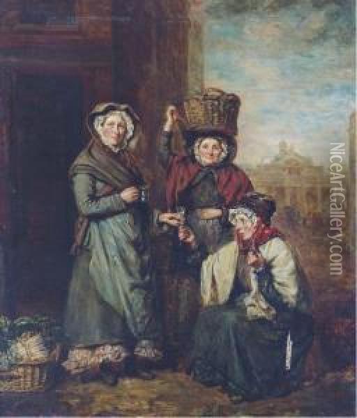 Street Vendors, Covent Garden Oil Painting - Henry Walton