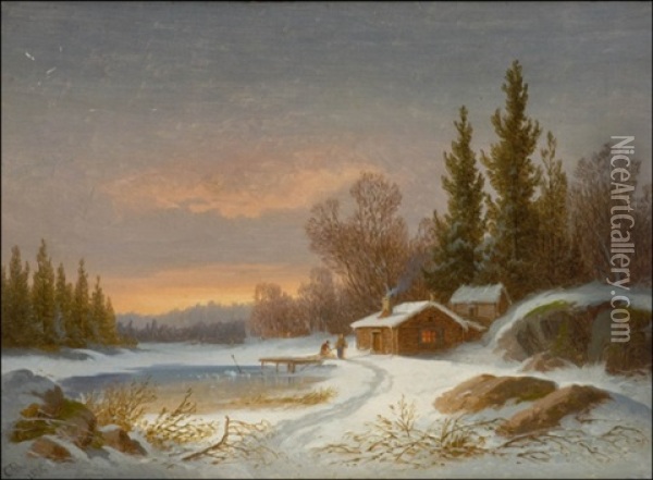 Talvimaisema Oil Painting - Carl Abraham Rothsten