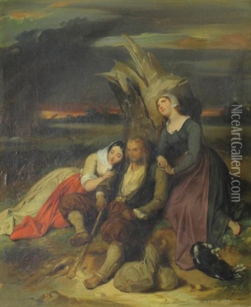 Les Chouans, 1834 Oil Painting - Eugene Deveria