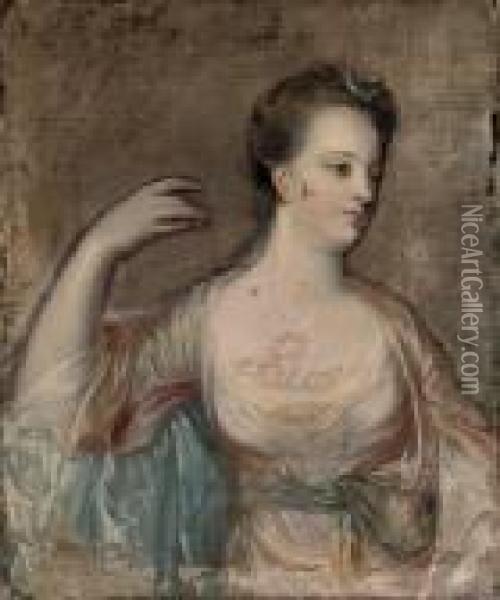 Portrait Of A Lady As Diana, Probably Lady Anne Dawson Oil Painting - Sir Joshua Reynolds