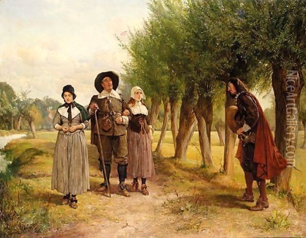 The Wary Father Oil Painting - Edgar Bundy