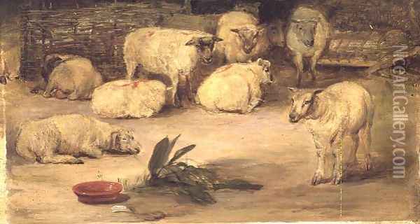 Ten Sheep in a pen Oil Painting - Sir David Wilkie