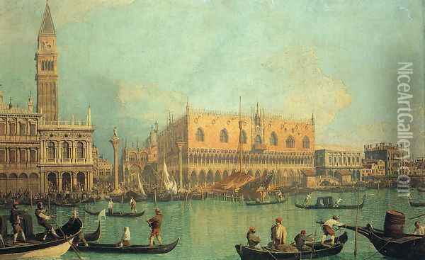 The Doge's Palace with the Piazza di San Marco Oil Painting - (Giovanni Antonio Canal) Canaletto