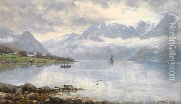 Hardanger Fjord Oil Painting - Johann Larssen