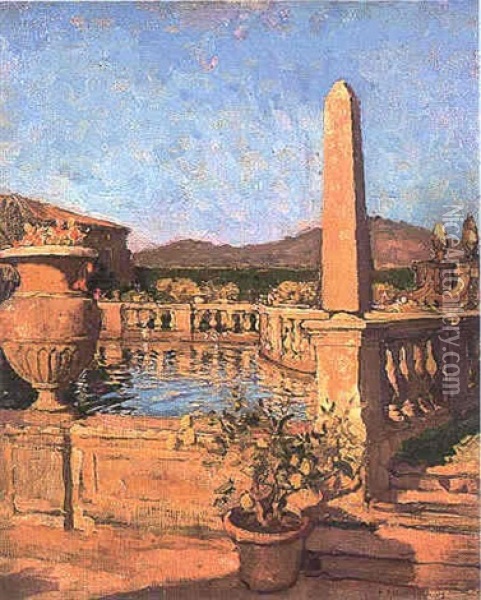 La Terrasse En Provence Oil Painting - Paul Albert Laurens