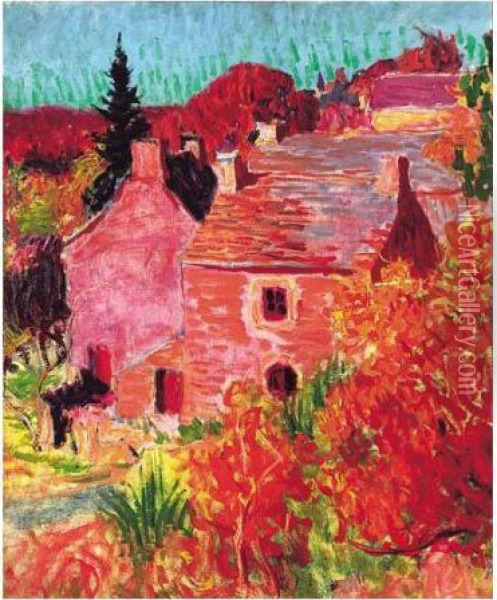 Maisons Rouges A Pont-aven Oil Painting - Roderic O'Conor