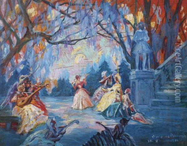 Music In The Garden Oil Painting - Ossy De Perelma