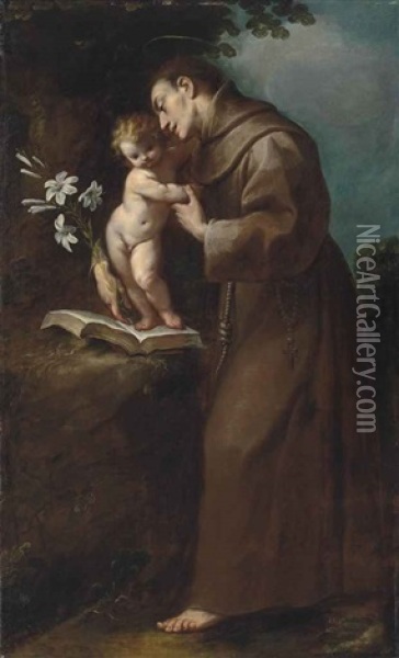 Saint Anthony Of Padua With The Infant Christ Oil Painting - Carlo Francesco Nuvolone