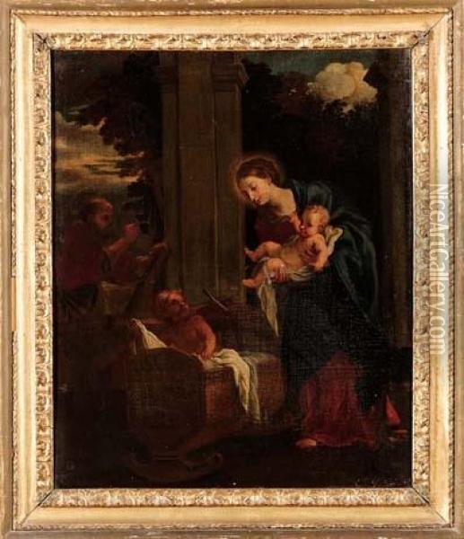 Sacra Famiglia Oil Painting - Guglielmo Cortese Il Borgognone
