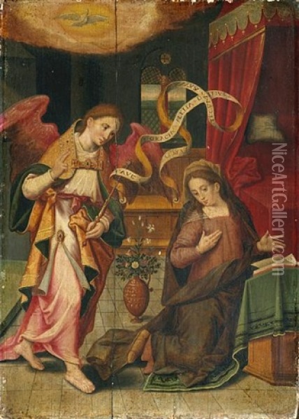 The Annunciation Oil Painting - Michiel Coxie the Elder