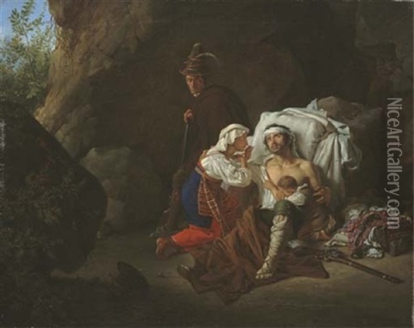 Le Brigand Blesse Oil Painting - Pieter van Hanselaer