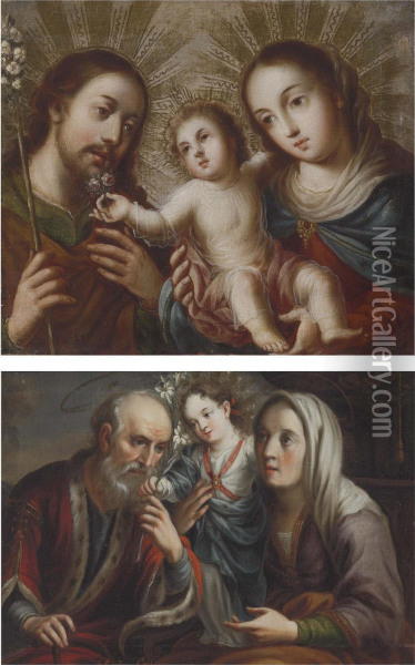 Sagrada Familia (holy Family) Oil Painting - Antonio De Torres