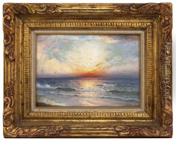 Coastal Sunset Oil Painting - Richard Dey de Ribcowsky