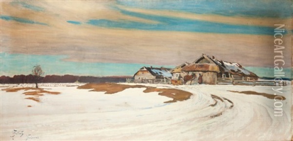 Pejzaz Zimowy Z Nieswieza Oil Painting - Julian Falat