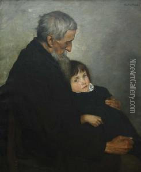 Bartiger Grosvater Mit Seiner Enkeltochter Oil Painting - Richard Nitsch