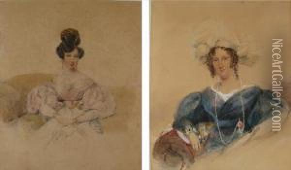Two Portraits Of Women Oil Painting - Richard Westall
