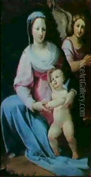 The Madonna And Child Accompanied By An Angel Oil Painting - Giovanni Maria Butteri