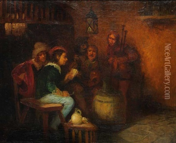 A Company Of Drinkers Oil Painting - Carl Duxa