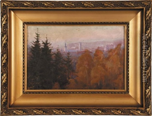 Widok Z Parku Stryjskiego (lwow) Oil Painting - Kazimierz Lotocki